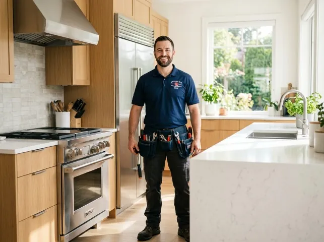 Appliance Repair Hero technician in a Boynton, OK kitchen after an appliance repair